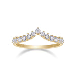 Abigail Round Moissanite Chevron Wedding Band in 18K yellow gold plating, front view