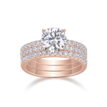 Addison Round Moissanite Pavé Bridal Set in 18K rose gold plating, front view
