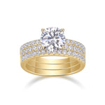 Addison Round Moissanite Pavé Bridal Set in 18K yellow gold plating, front view