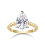 Adelaide Pear Moissanite Solitaire Engagement Ring in 18K yellow gold plating