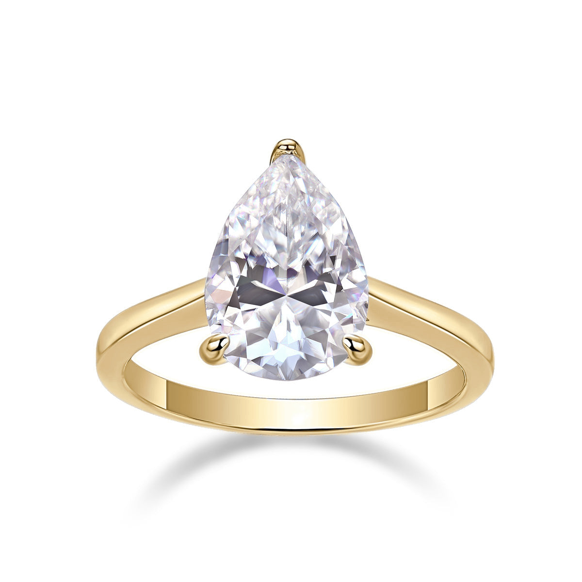 Adelaide Pear Moissanite Solitaire Engagement Ring in 18K yellow gold plating