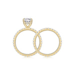 Adeline Oval Moissanite Hidden Halo Bridal Set in 18K yellow gold plating, side profile