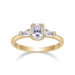 Ainsley Oval Moissanite Three Stone Engagement Ring, front view