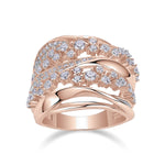 Alana Moissanite Wave Crossover Cocktail Ring, front view