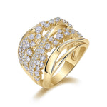 Alana Moissanite Wave Crossover Cocktail Ring in 18K yellow gold plating