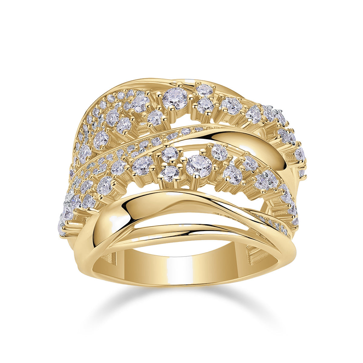 Alana Moissanite Wave Crossover Cocktail Ring, front view