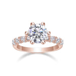 Alexandra Round Moissanite Hidden Halo Engagement Ring in 18K rose gold plating, front view