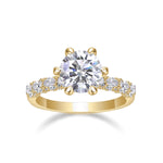 Alexandra Round Moissanite Hidden Halo Engagement Ring in 18K yellow gold plating, front view