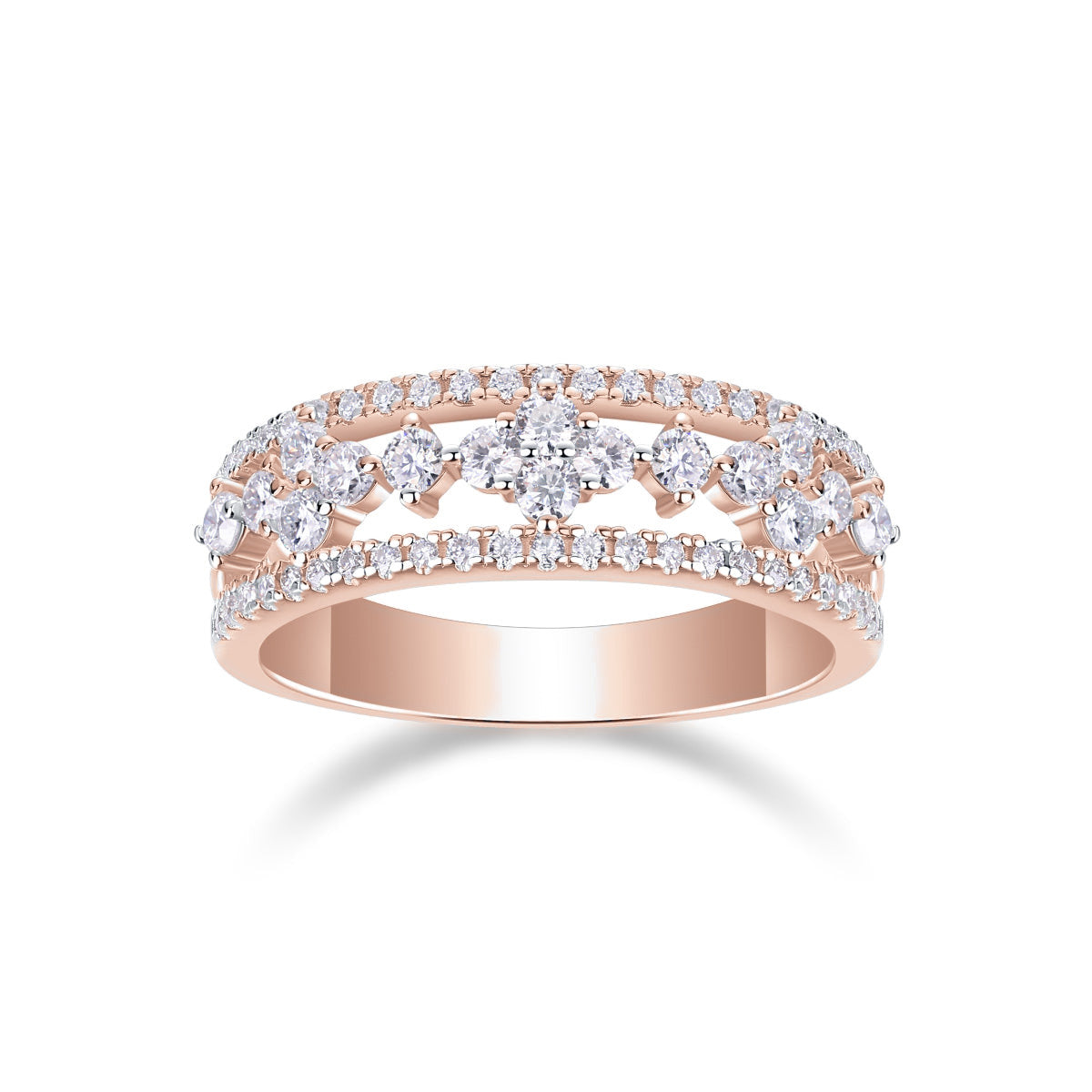 Alicia Moissanite Openwork Wedding Band, front view