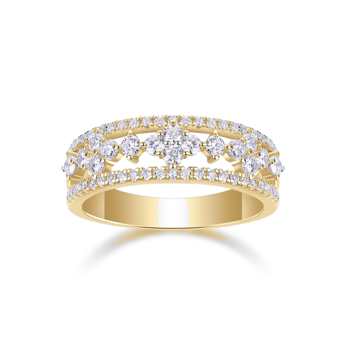 Alicia Moissanite Openwork Wedding Band, front view