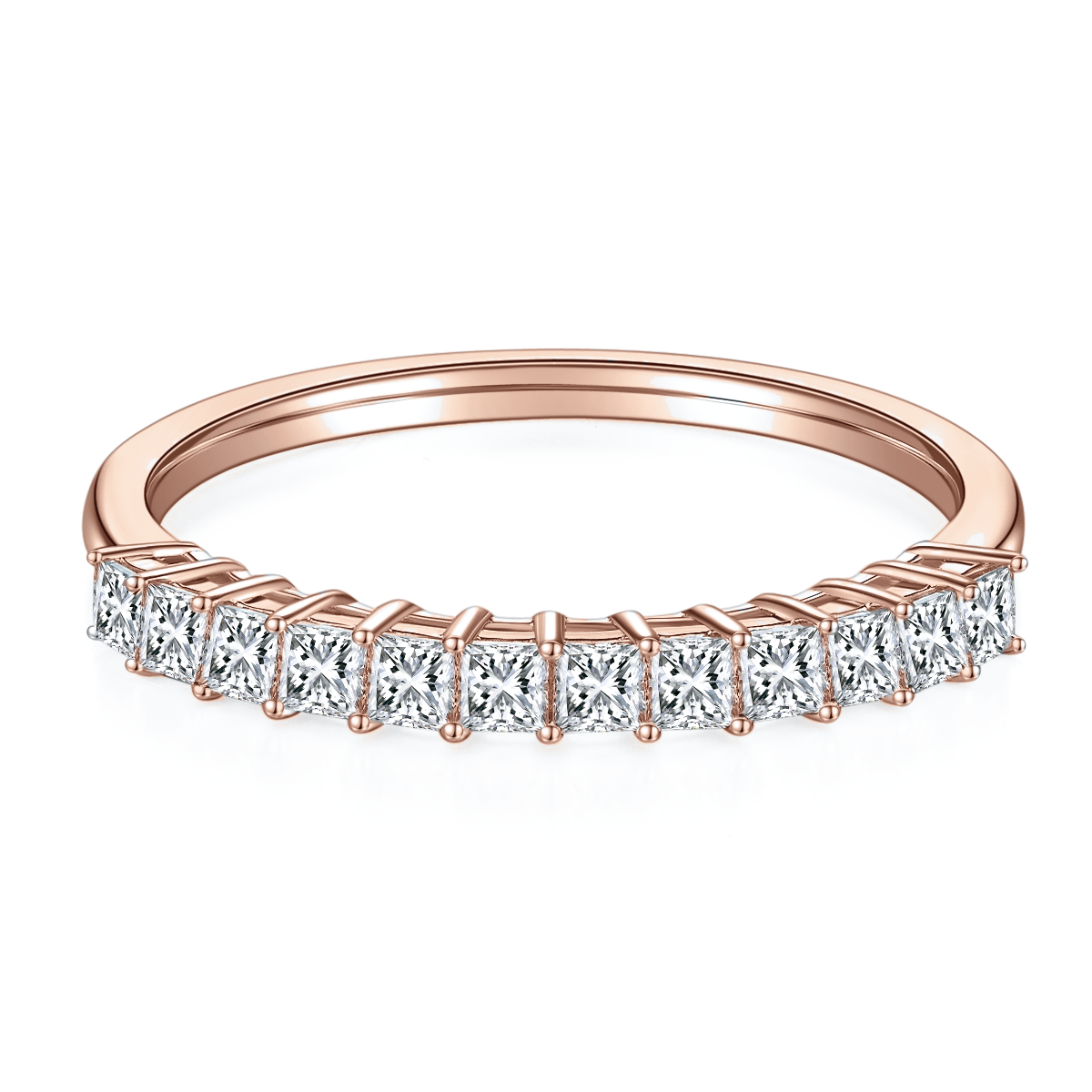 Alina Princess Cut Moissanite Half Eternity Band, front view