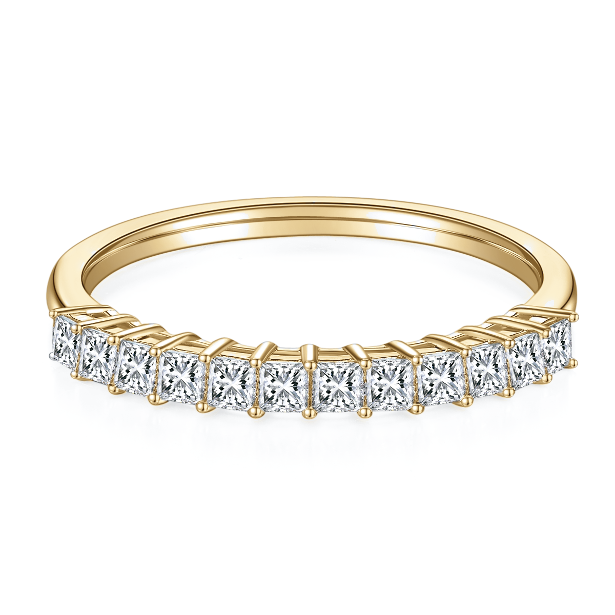 Alina Princess Cut Moissanite Half Eternity Band, front view