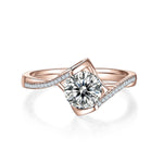 Aliyah Round Moissanite Bypass Engagement Ring in 18K rose gold plating, front view