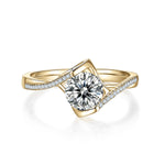 Aliyah Round Moissanite Bypass Engagement Ring in 18K yellow gold plating, front view