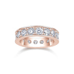 Allison Round Moissanite Channel Eternity Band in 18K rose gold plating, front view