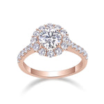 Alyssa Round Moissanite Halo Engagement Ring in 18K rose gold plating