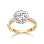Alyssa Round Moissanite Halo Engagement Ring in 18K yellow gold plating