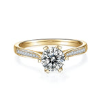 Amanda Round Moissanite Pavé Engagement Ring in 18K yellow gold plating, front view