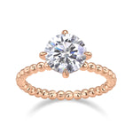 Amara Round Moissanite Solitaire Engagement Ring in 18K rose gold plating, front view