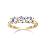 Andrea Round Moissanite Three Stone Engagement Ring, front view