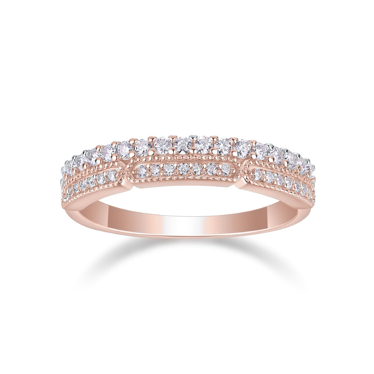 Anna Moissanite Pavé Wedding Band, front view