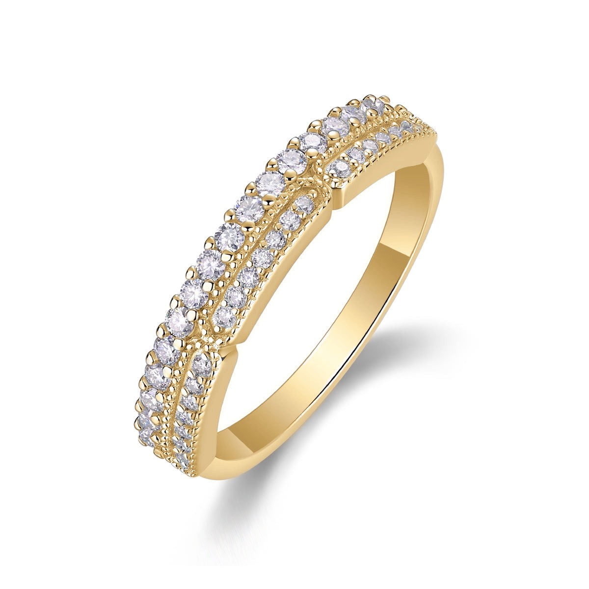Anna Moissanite Pavé Wedding Band in 18K yellow gold plating