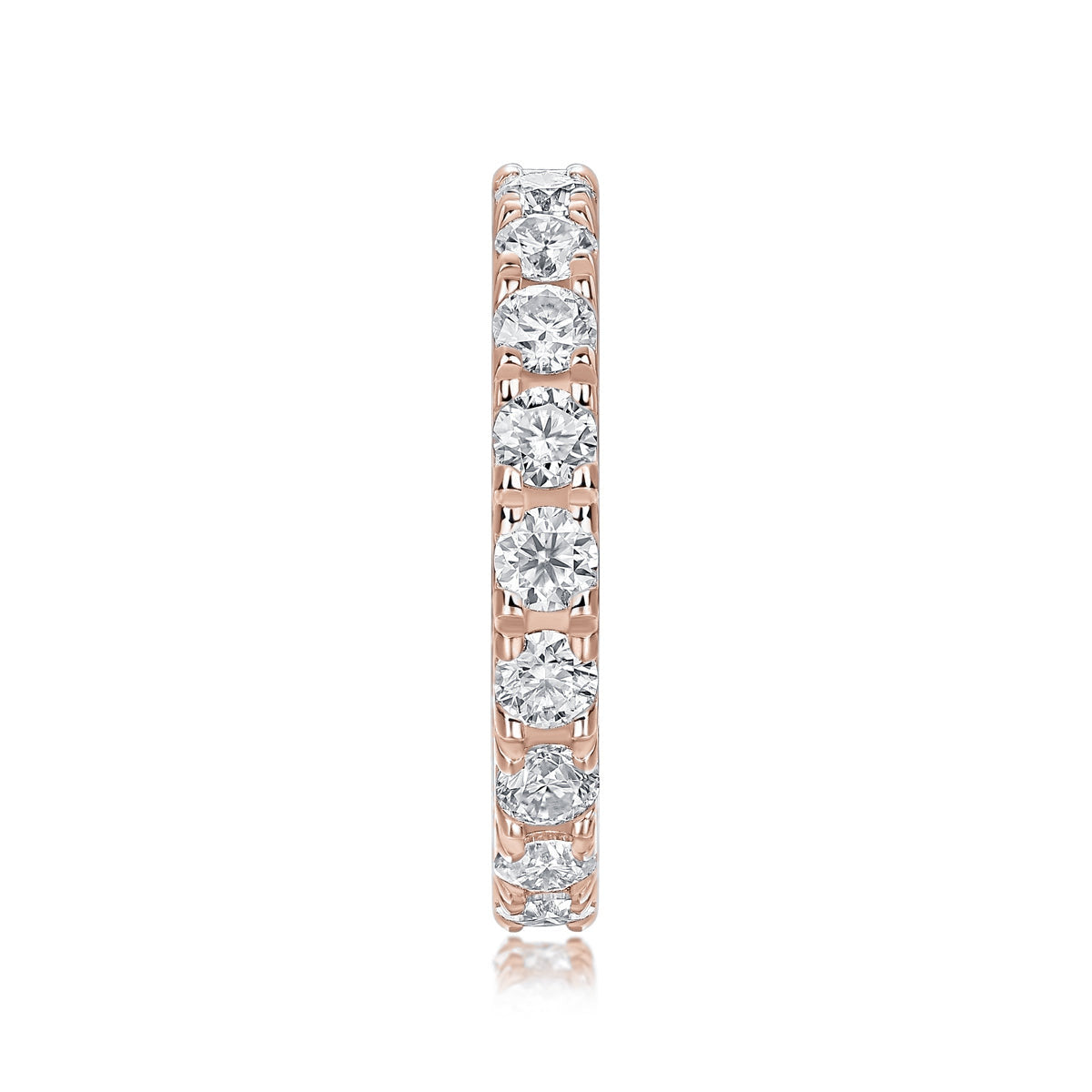 Annabel Round Moissanite Eternity Band in 18K rose gold plating, front view