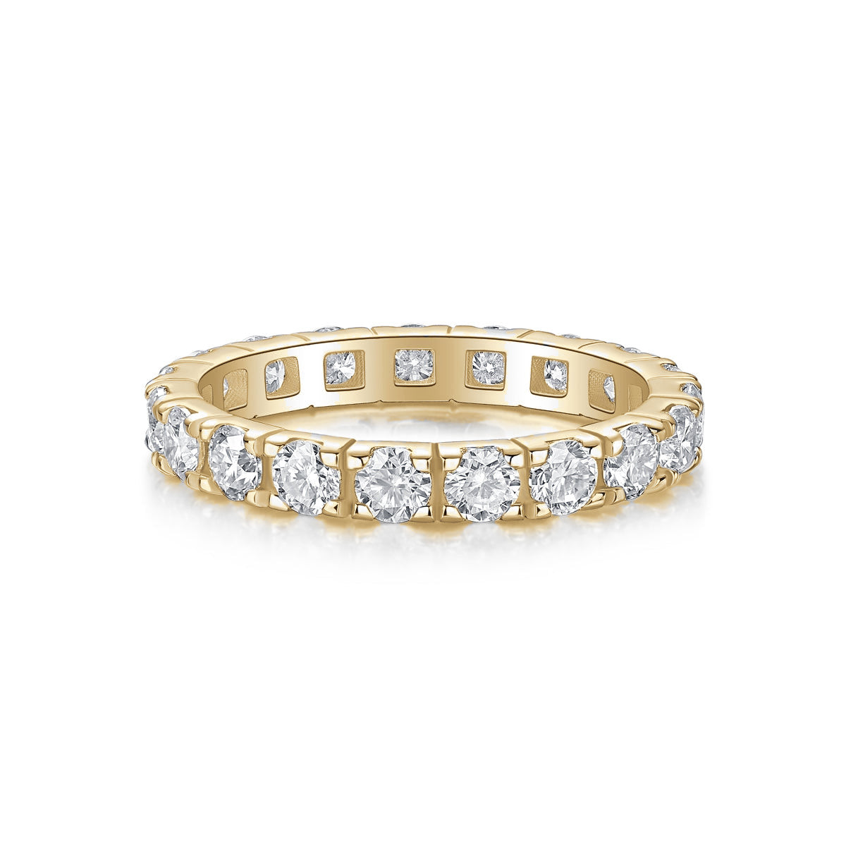 Annabel Round Moissanite Eternity Band in 18K yellow gold plating, front view