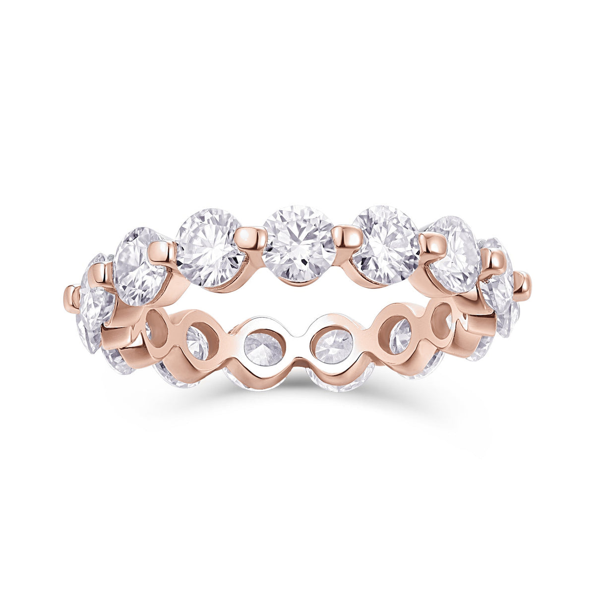 Annika Round Moissanite Floating Eternity Band, front view