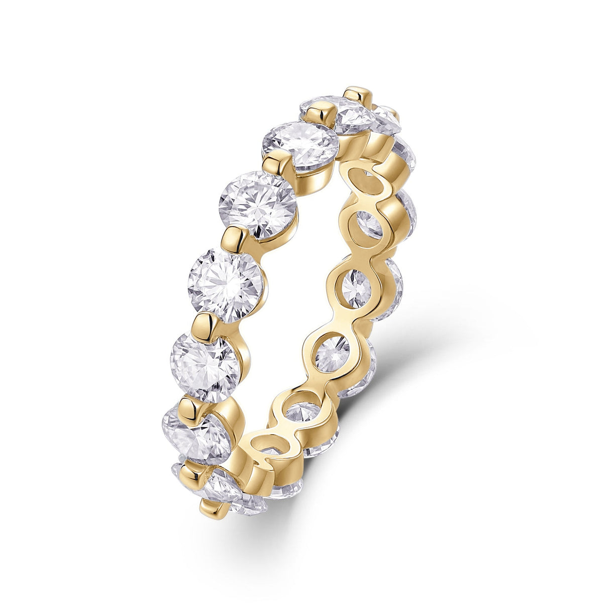 Annika Round Moissanite Floating Eternity Band in 18K yellow gold plating