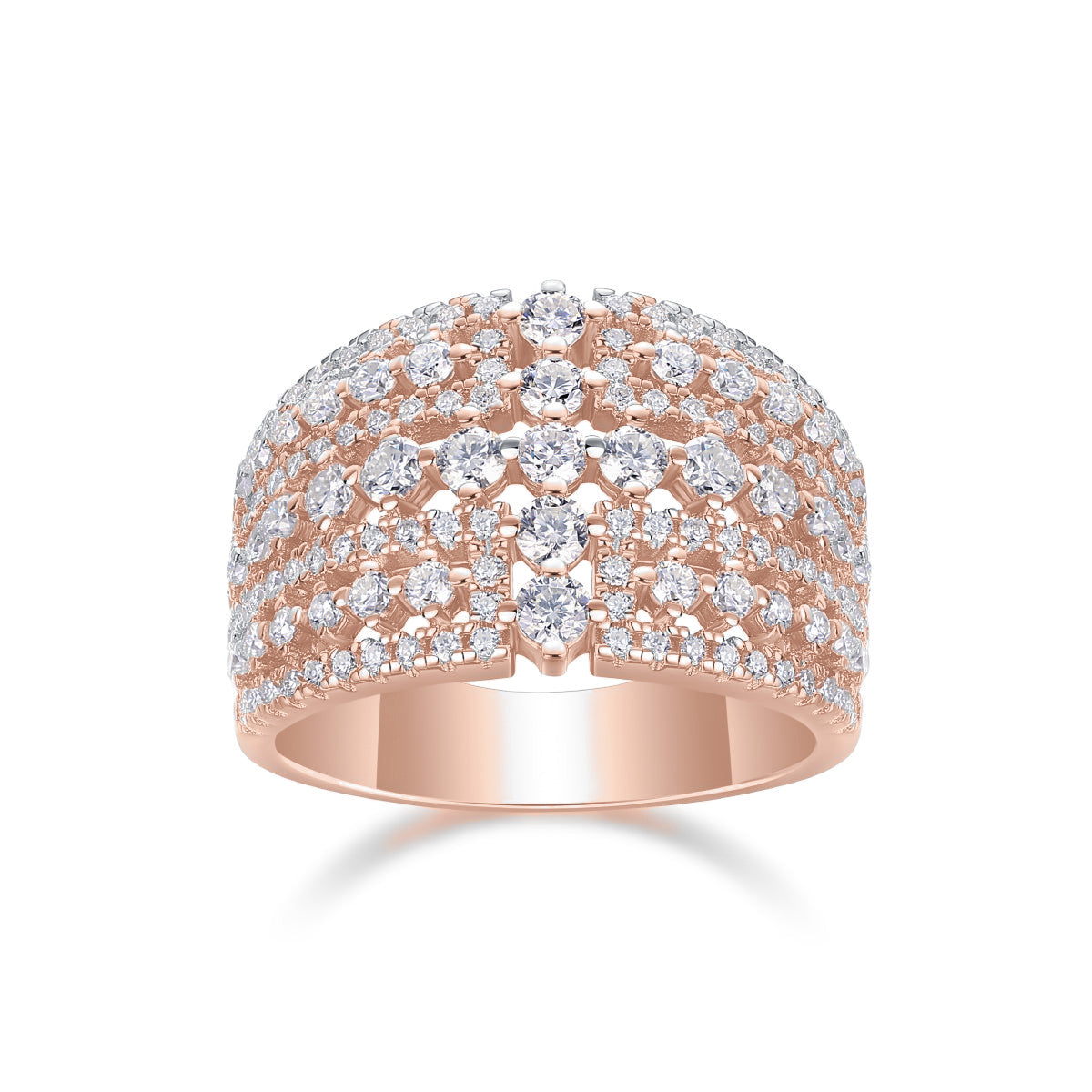 Antonia Moissanite Five Row Pavé Ring, front view