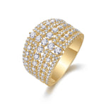 Antonia Moissanite Five Row Pavé Ring in 18K yellow gold plating