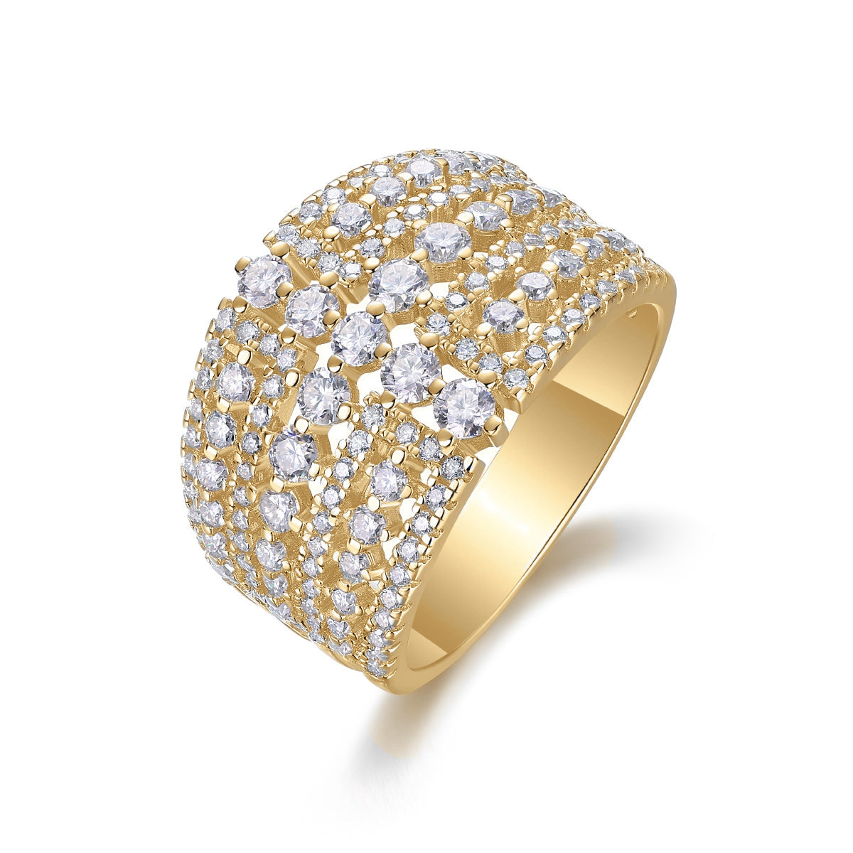 Antonia Moissanite Five Row Pavé Ring in 18K yellow gold plating