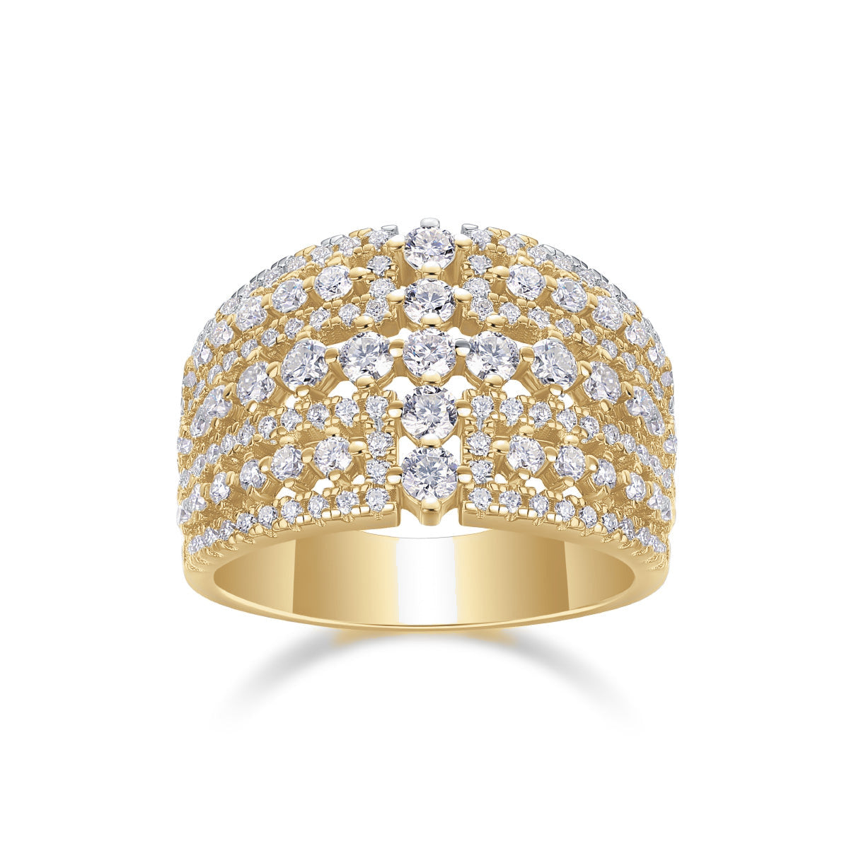Antonia Moissanite Five Row Pavé Ring, front view