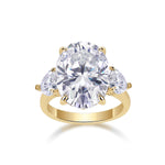 Arabella Oval Moissanite Three Stone Engagement Ring in 18K yellow gold plating, front view