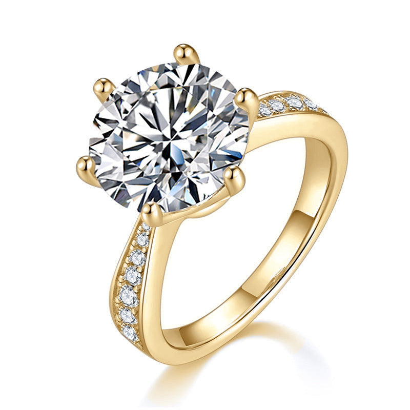 Arielle Round Moissanite Pavé Engagement Ring in 18K yellow gold plating