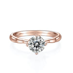 Aspen Round Moissanite Solitaire Engagement Ring in 18K rose gold plating, front view