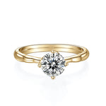 Aspen Round Moissanite Solitaire Engagement Ring in 18K yellow gold plating, front view