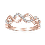 Audrey Moissanite Twist Wedding Band in 18K rose gold plating, front view