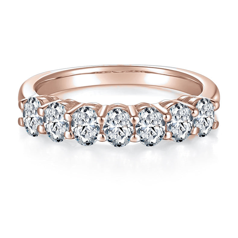 Ava Oval Moissanite Half Eternity Band, front view