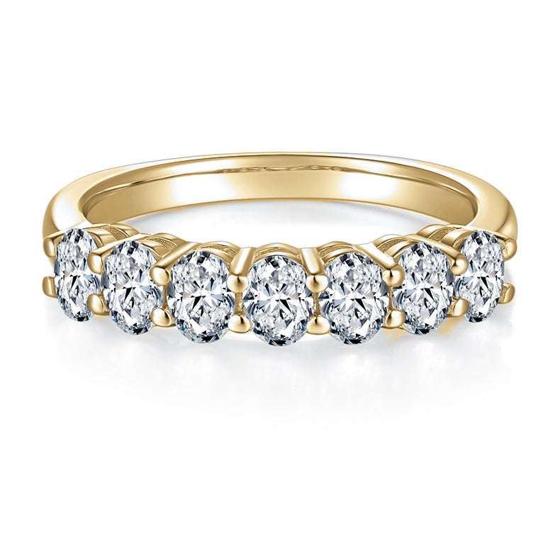 Ava Oval Moissanite Half Eternity Band, front view