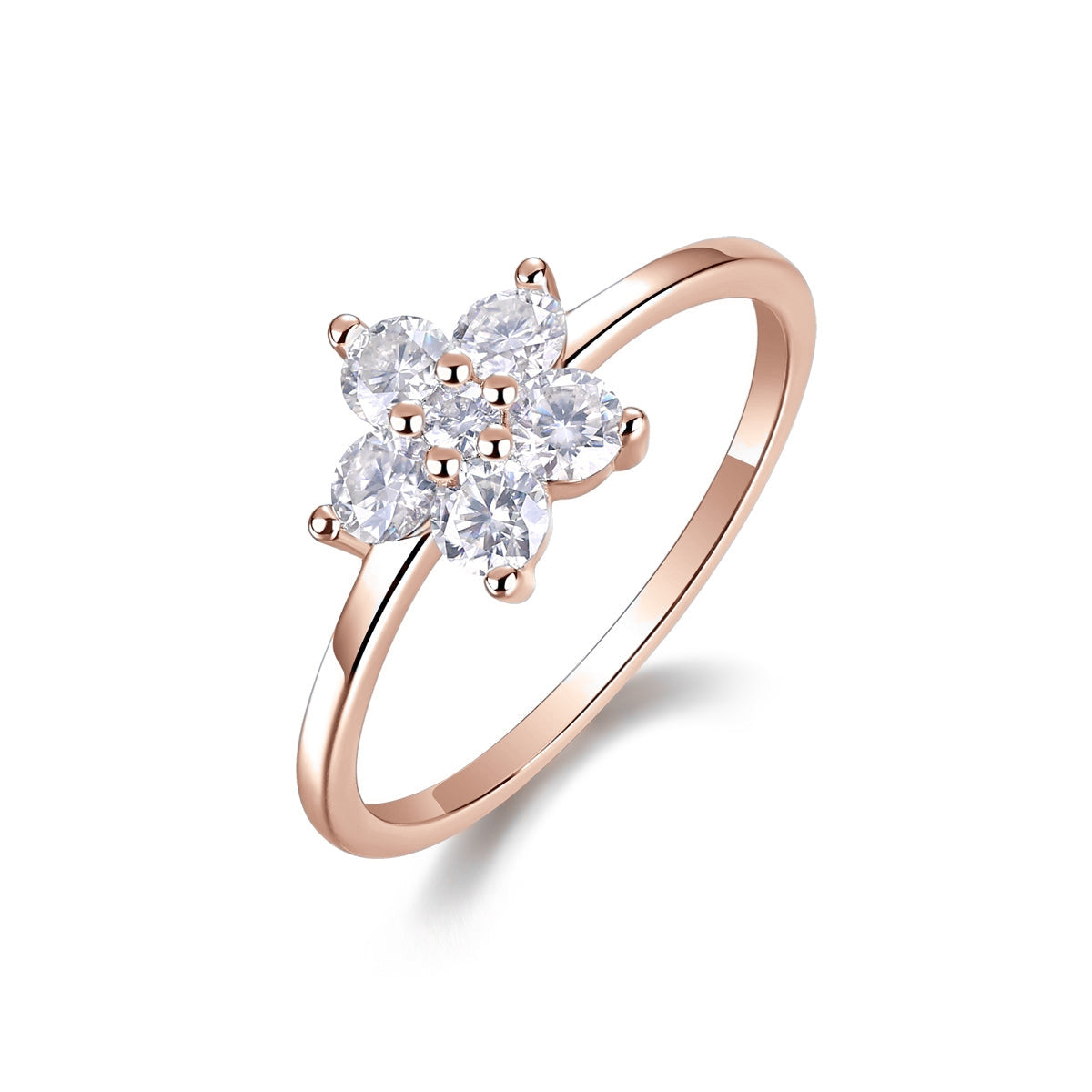Azalea Pear Moissanite Flower Ring in 18K rose gold plating