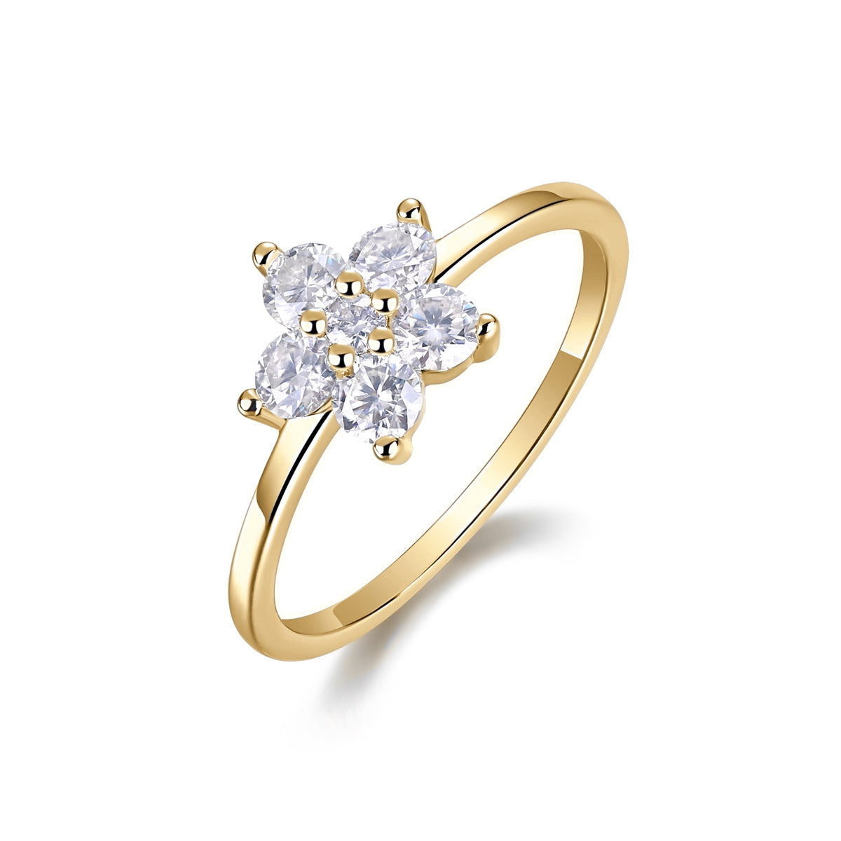 Azalea Pear Moissanite Flower Ring in 18K yellow gold plating