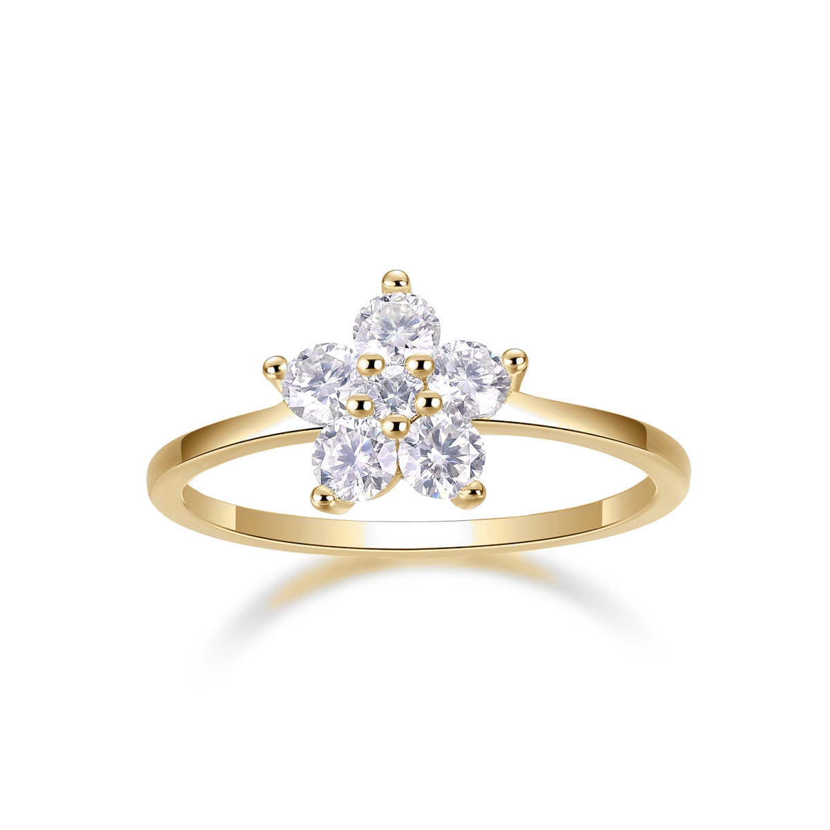 Azalea Pear Moissanite Flower Ring, front view