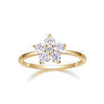 Azalea Pear Moissanite Flower Ring, front view