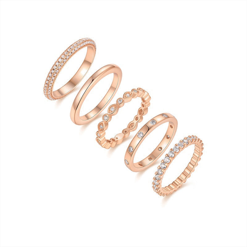 Bailey Moissanite Stackable Ring Set in 18K rose gold plating