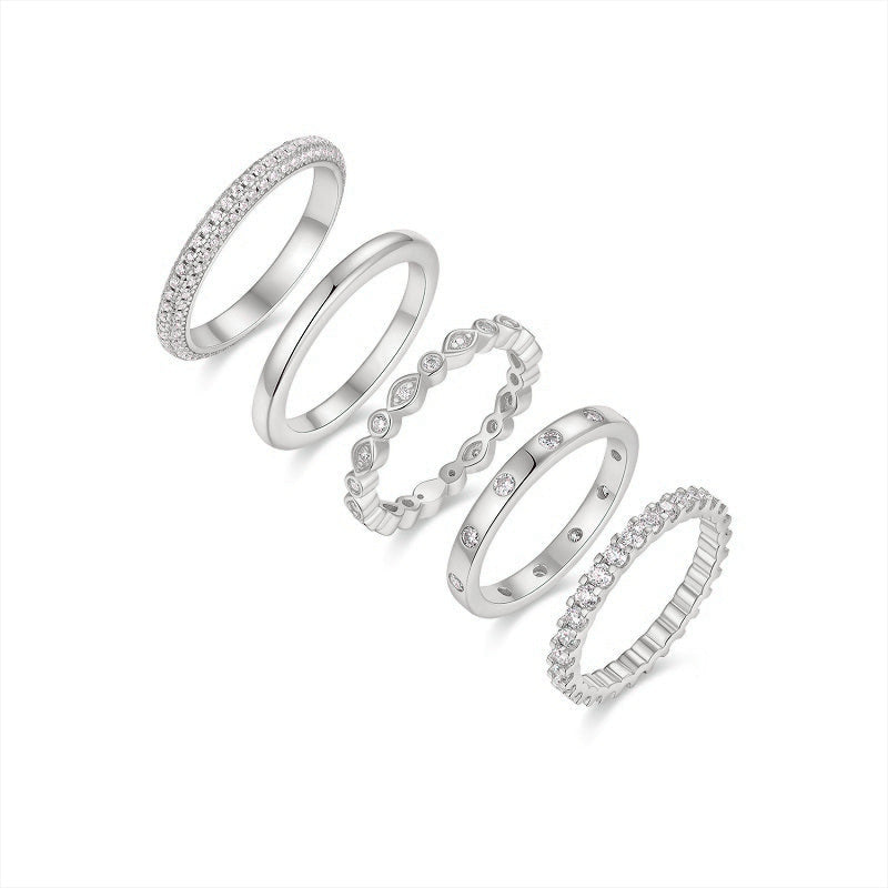 Bailey Moissanite Stackable Ring Set in 18K white gold plating