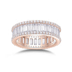 Beatrice Baguette Moissanite Channel Eternity Band in 18K rose gold plating, front view