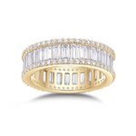 Beatrice Baguette Moissanite Channel Eternity Band in 18K yellow gold plating, front view