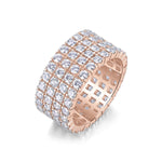 Belinda Round Moissanite Four Row Eternity Band in 18K rose gold plating